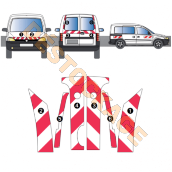 Rot-weißes Markierungskit für Opel Combo 2002-2011 Klasse A Rot-weißes Markierungskit für Opel Combo 2002-2011 Klasse A