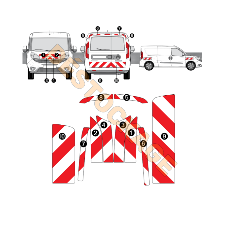 Kit de balisage - Fiat Doblo (2010-2014) Portes battantes - Classe B : 250m photo générique