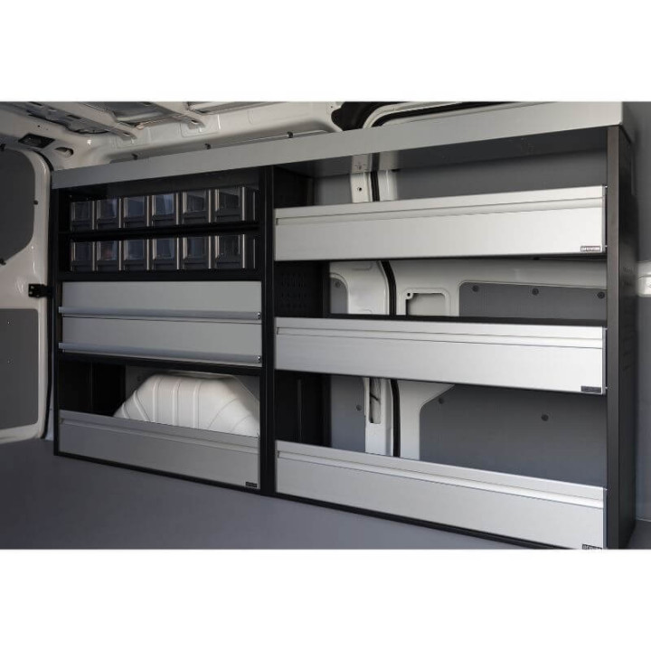 Aménagement PROVAN (gauche) avec tiroirs pour Volkswagen T5 2011-2015 (photo générique)