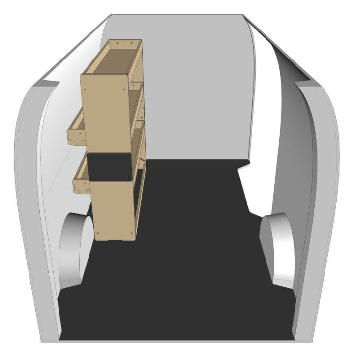 Unbehandelte Holzablage links, Seitenansicht Opel Combo 2011-2018