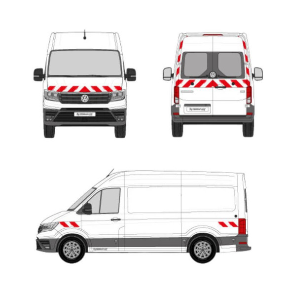 Markierungsset - Volkswagen Crafter 2017+ Flügeltüren. Vorgeschnittene Streifen, einsatzbereit Markierungsset - Volkswagen Crafter 2017+ Flügeltüren. Vorgeschnittene Streifen, einsatzbereit