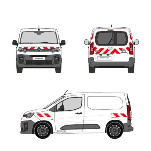Markierungsset - Citroen Berlingo Van 2018-2023 Flügeltüren. Vorgeschnittene Klebestreifen, einsatzbereit Markierungsset - Citroen Berlingo Van 2018-2023 Flügeltüren. Vorgeschnittene Klebestreifen, einsatzbereit