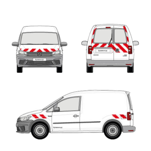 Markierungskit - Volkswagen Caddy Flügeltüren. Vorgeschnittene, aufklebbare Streifen