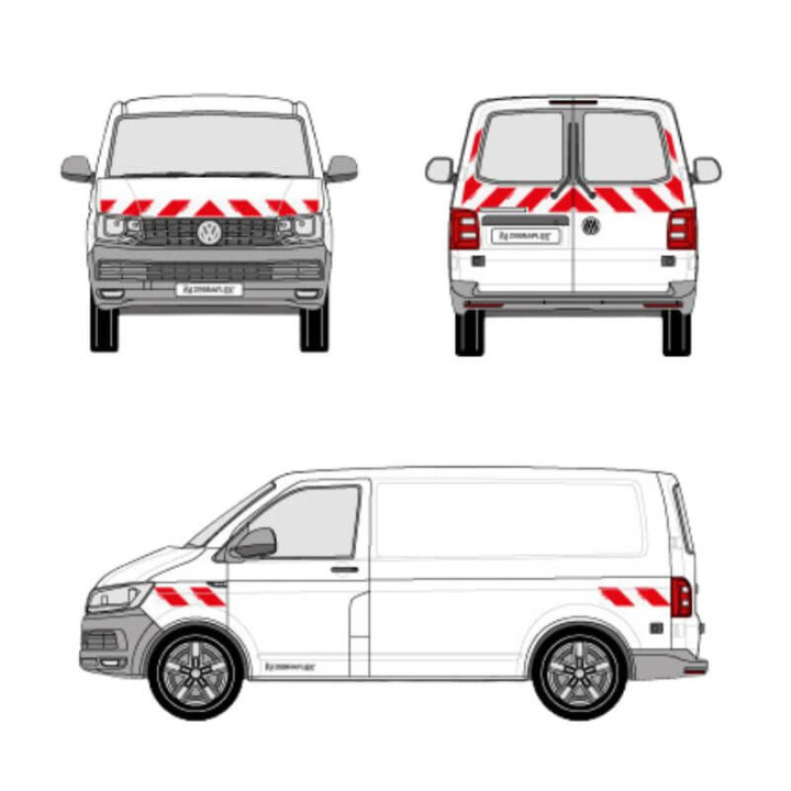 Markierungskit - Volkswagen Transporter T6 Flügeltüren. Vorgeschnittene, aufklebbare Streifen