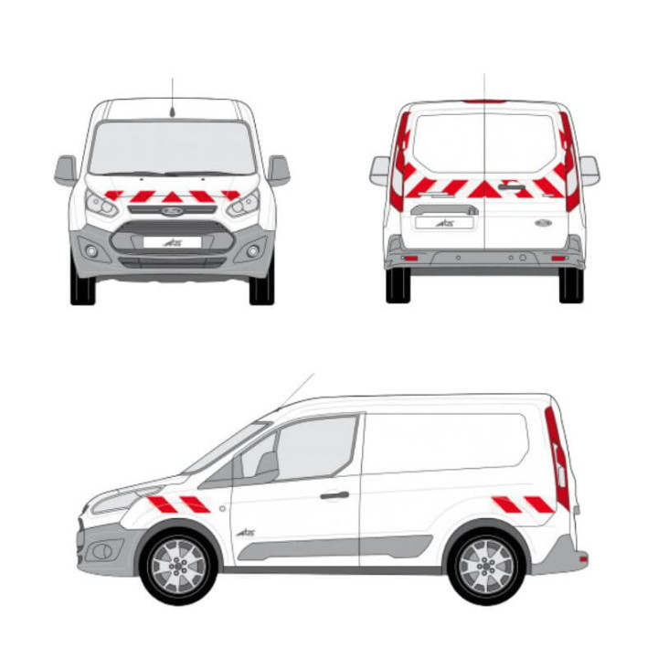 Markierungsset - Ford Transit Custom 2013-2018 Flügeltüren. Vorgeschnittene Klebestreifen, bereit zum Aufkleben