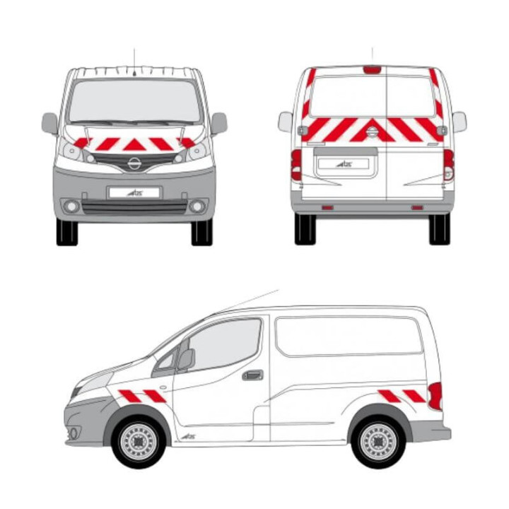 Markierungsset - Nissan NV200 Flügeltüren. Vorgeschnittene Klebestreifen, bereit zum Aufkleben