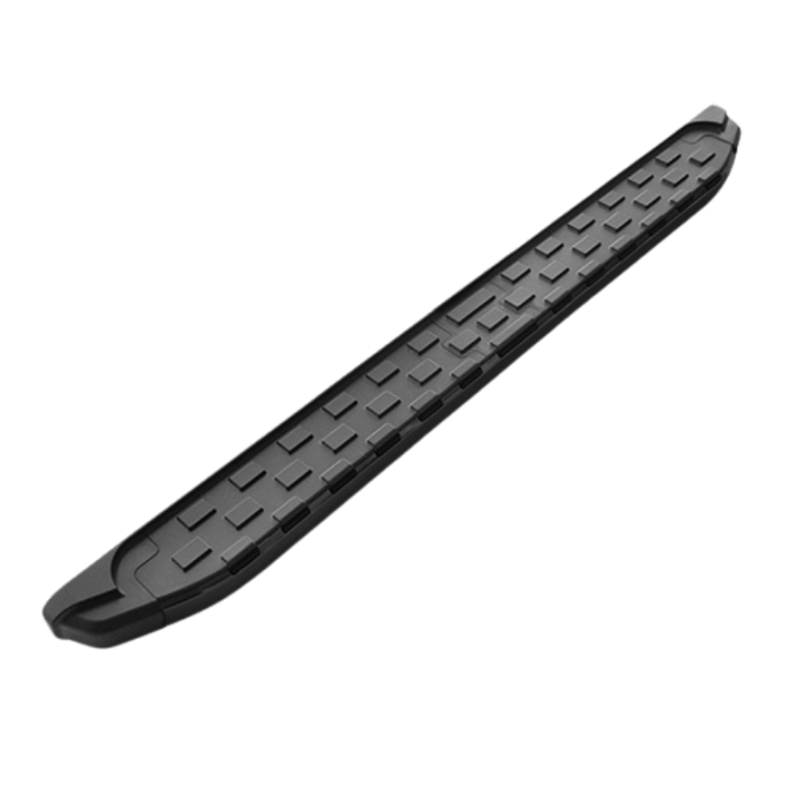 Feste seitliche Trittstufe, Aluminiumbelag mit schwarzer Kunststoff-Komplettverkleidung