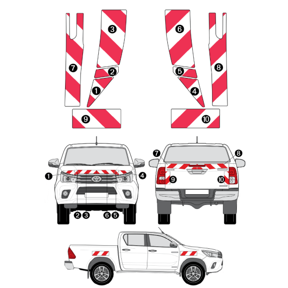 Markierungsset - Toyota Hilux - 3M reflektierende Klebestreifen Markierungsset - Toyota Hilux - 3M reflektierende Klebestreifen