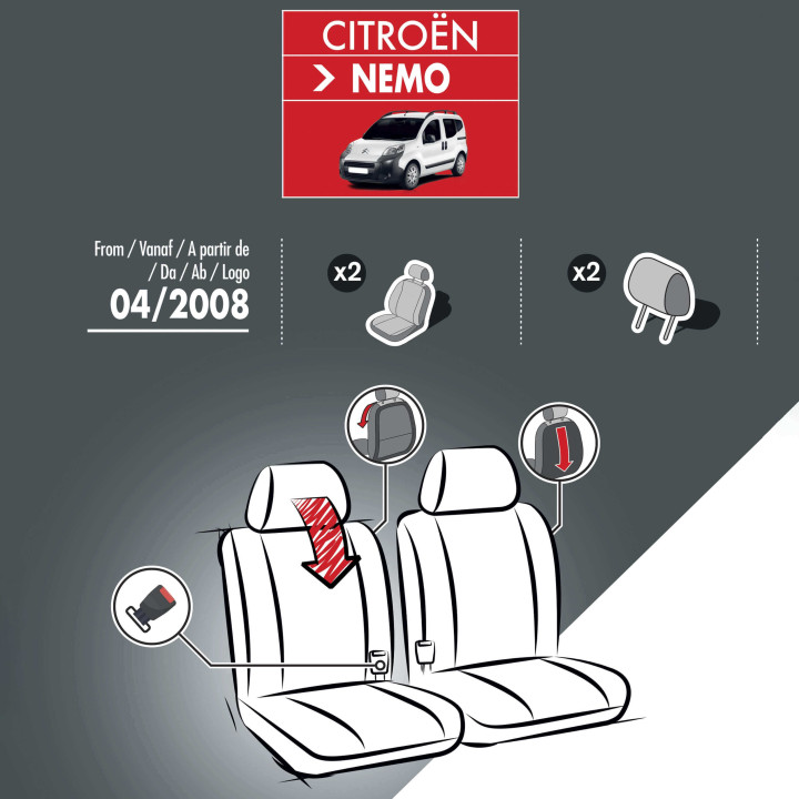 Housses de siège en simili cuir -  Citroen Nemo