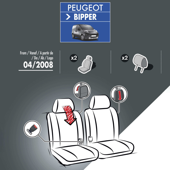 Sitzbezüge aus Stoff für Peugeot Bipper - mit Ablage