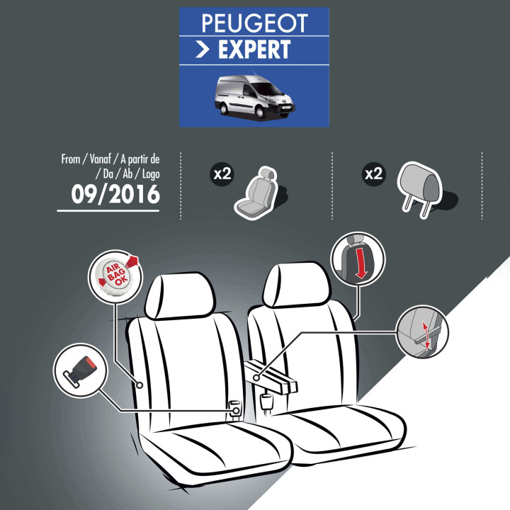 Sitzbezüge aus Stoff für Peugeot Expert 2016+ - mit Armlehnen