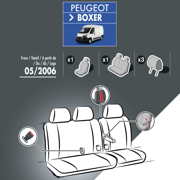 Housses de siège en simili cuir -  Peugeot Boxer