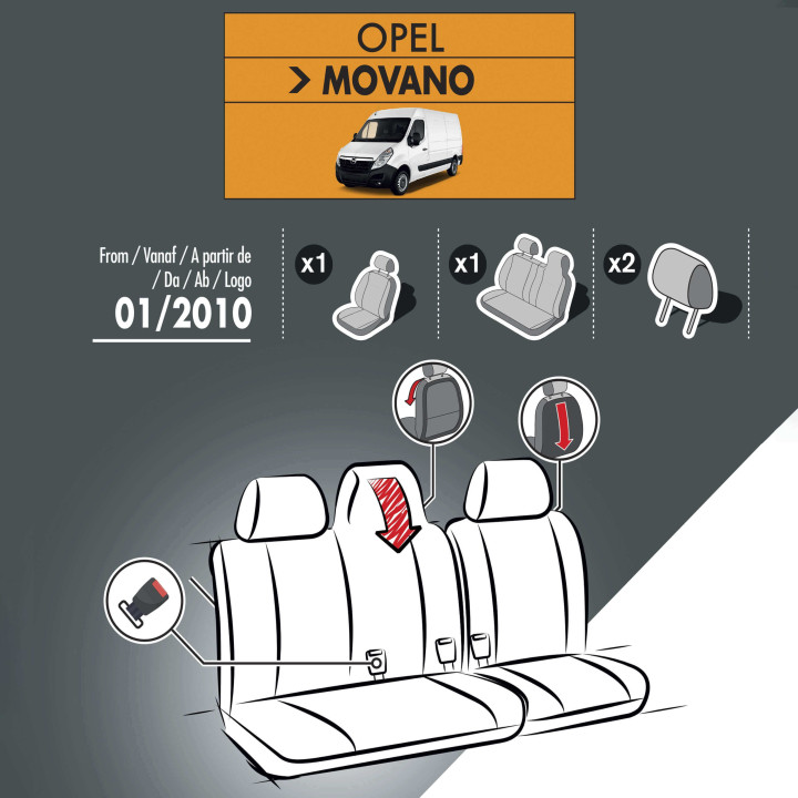Housses de siège en simili cuir -  Opel Movano