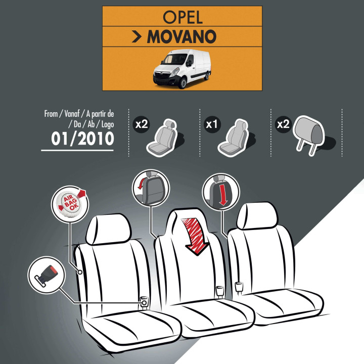 Housses de siège en simili cuir -  Opel Movano