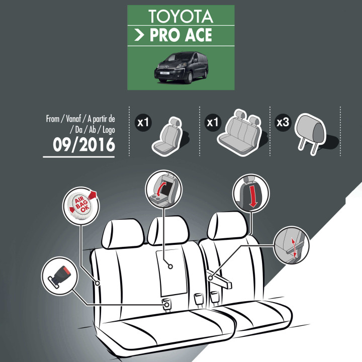 Housses de siège en simili cuir -  Toyota Proace 2016+
