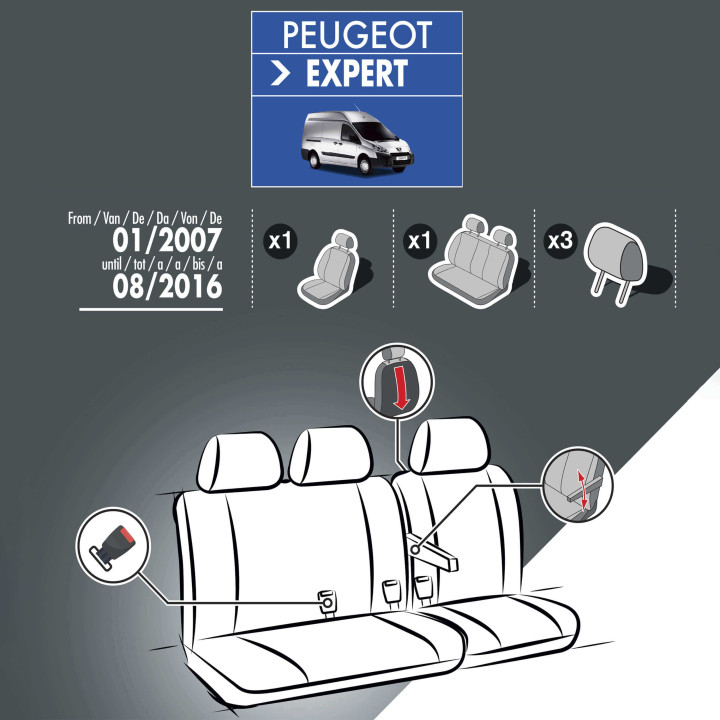 Housses de siège en simili cuir -  Peugeot Expert 2016+