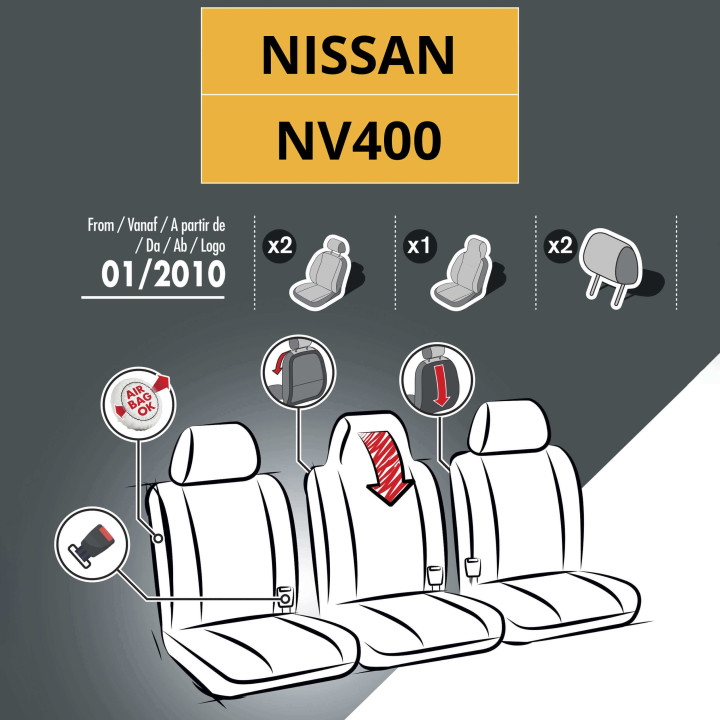 Housses de siège en simili cuir -  Nissan NV400