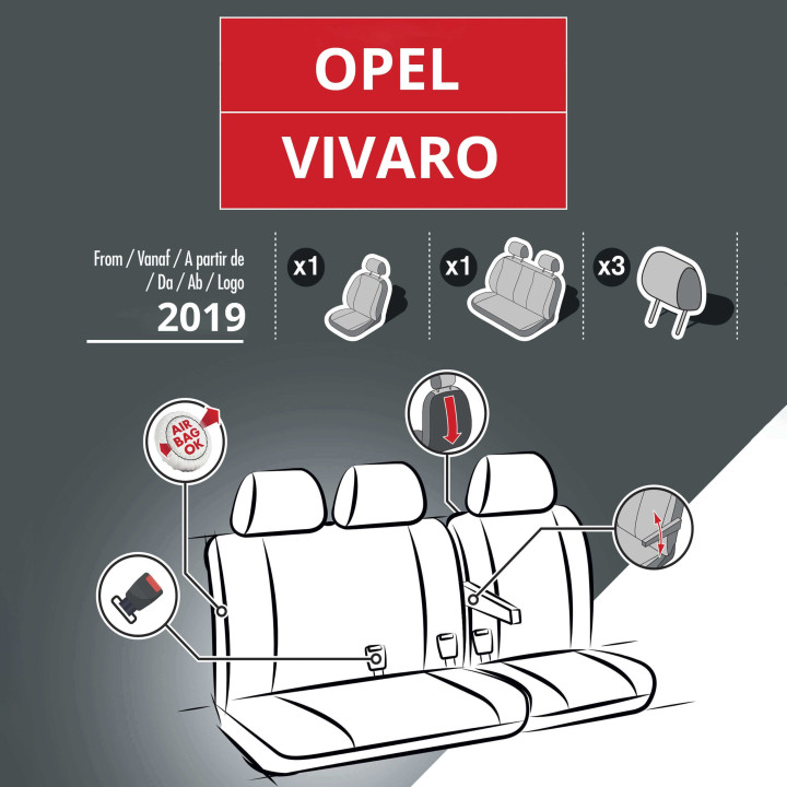 Housses de siège en simili cuir -  Opel Vivaro 2019+