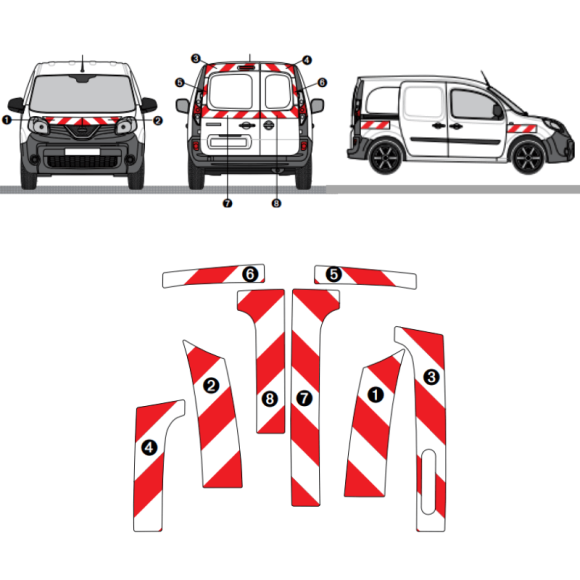 Kit de balisage - Nissan NV250 portes battantes. Bandes adhésives 3M pré-découpés prêtes à poser Kit de balisage - Nissan NV250 portes battantes. Bandes adhésives 3M pré-découpés prêtes à poser