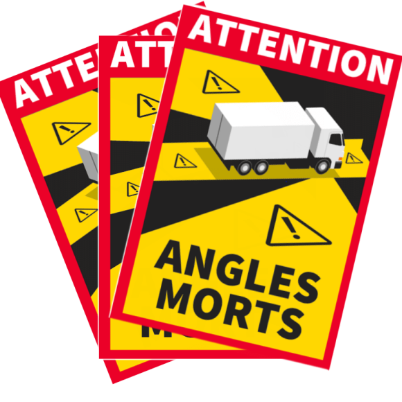 3 autocollants Attention Danger Angles Morts 3 autocollants Attention Danger Angles Morts