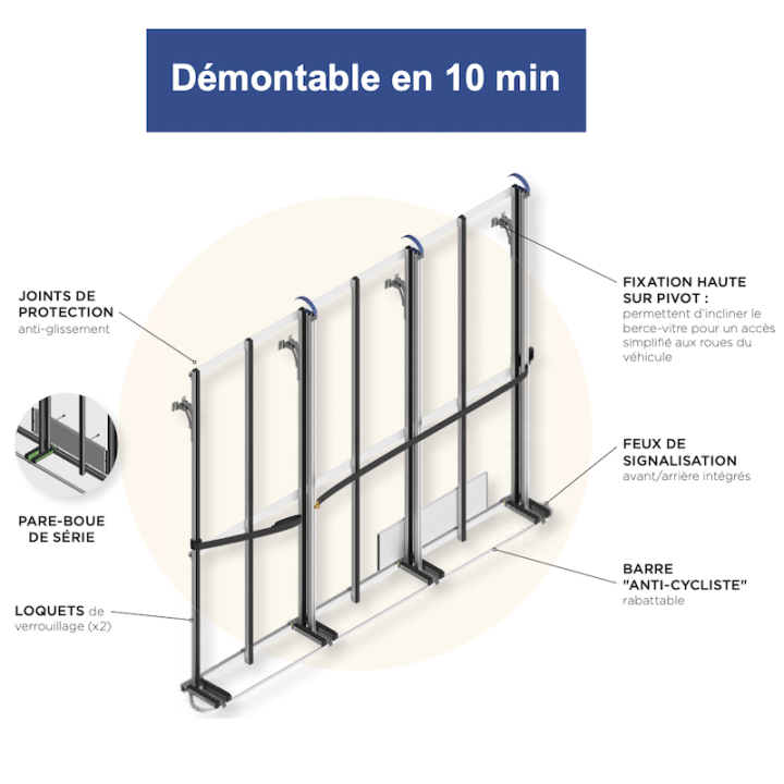 Berce-vitre extérieur en aluminium pour véhicule utilitaire