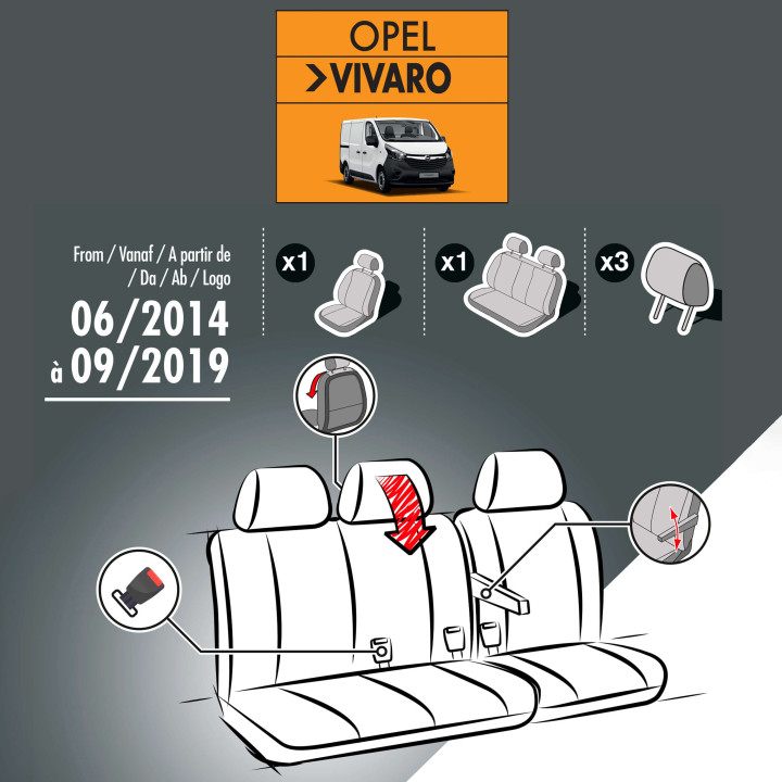 Housses de siège en simili cuir -  Opel Vivaro (2014-2019)