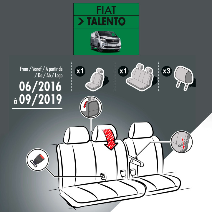 Housses de siège en simili cuir -  Fiat Talento 2016+