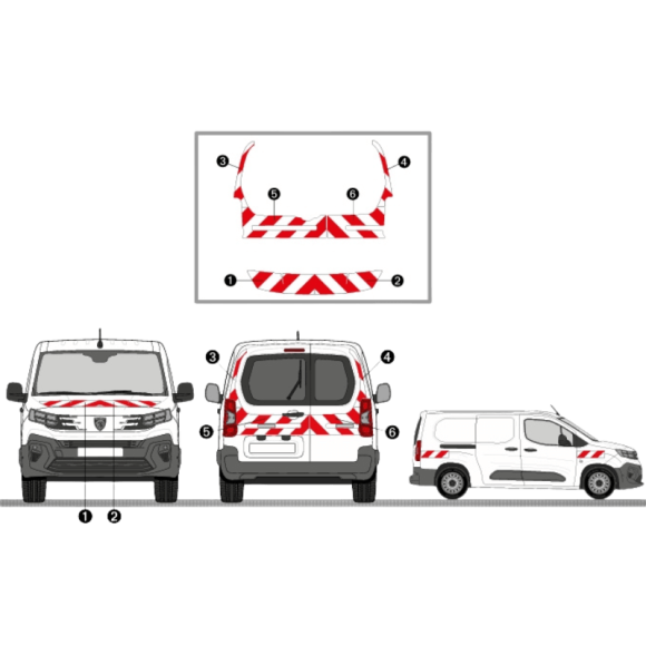 Kit de balisage - Peugeot Partner 2024+ portes battantes. Bandes adhésives 3M pré-découpés prêtes à poser Kit de balisage - Peugeot Partner 2024+ portes battantes. Bandes adhésives 3M pré-découpés prêtes à poser